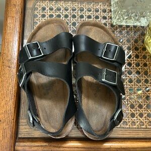 Birkenstock Black Sandals Leather with back strap size 9 Milano